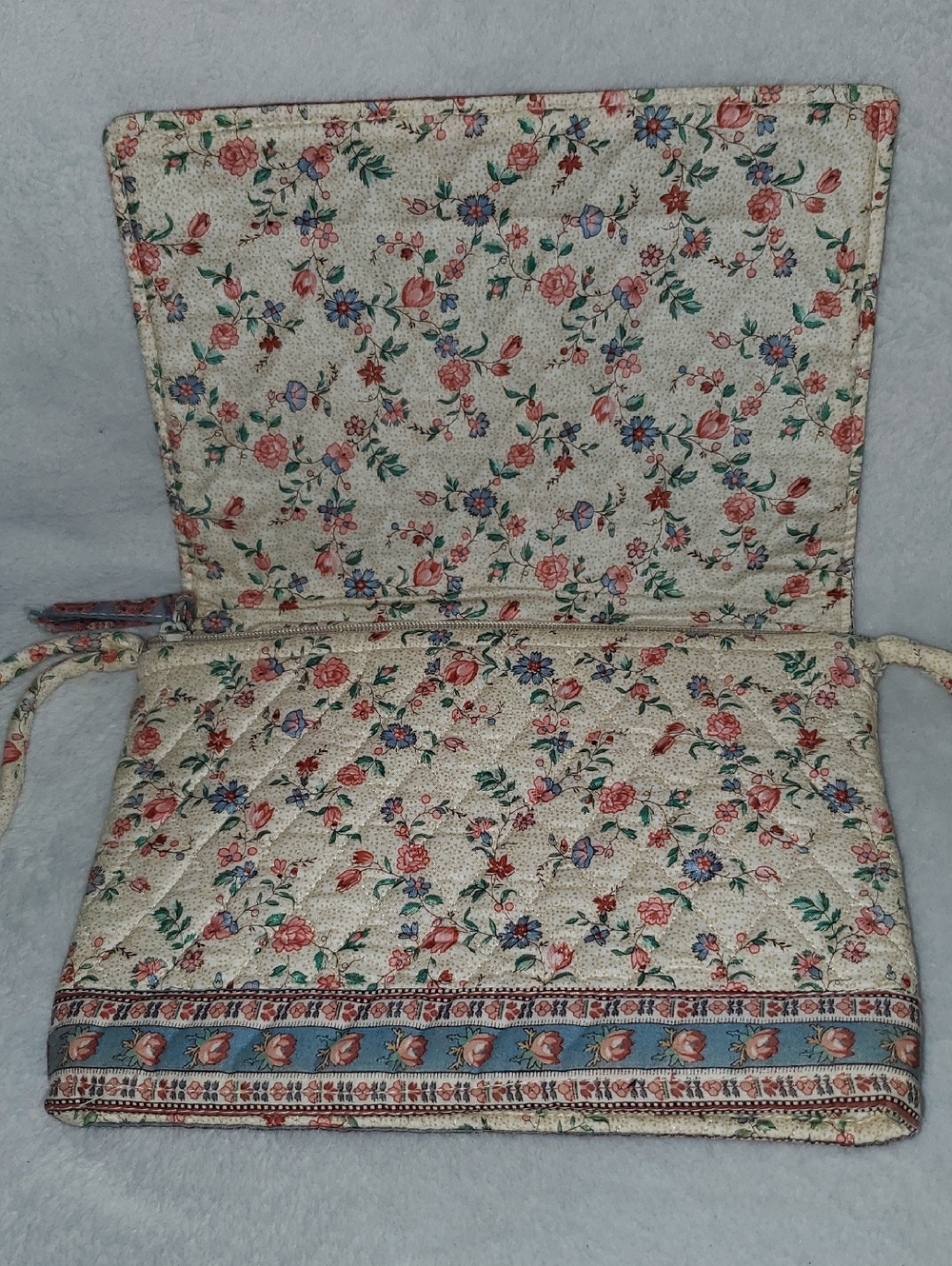VTG Vera Bradley Indiana Cream Quilted Floral Crossbody Bag Retired 1980s - Picture 7 of 14